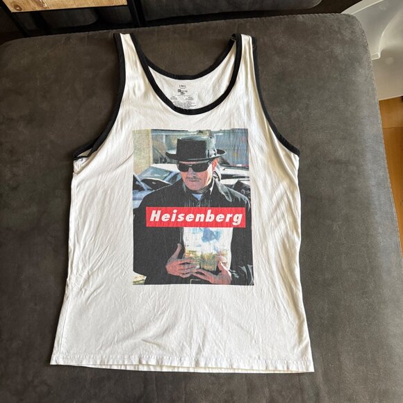 Breaking Bad Heisenberg Tank Top Mens L Black & White IML Cotton - Picture 2 of 5